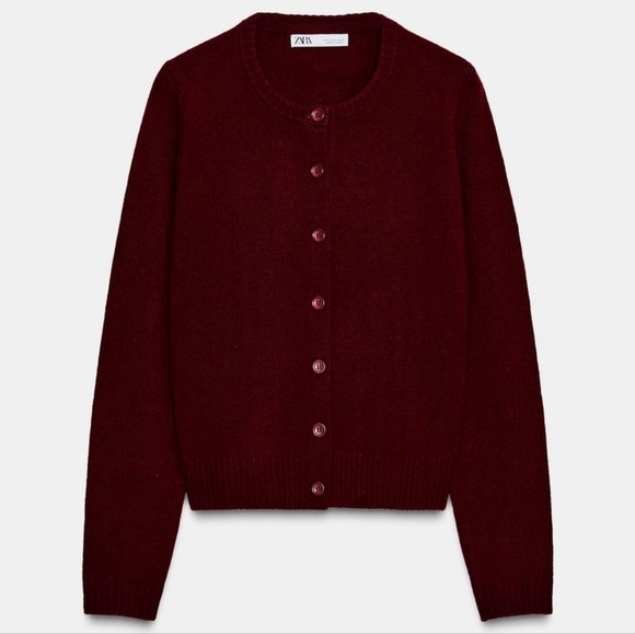 Zara Sweaters - Zara 100% wool round neck, long-sleeve jacket. Front button closure